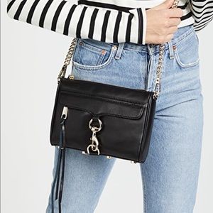 Rebecca Minkoff Black Leather Shoulder Bag with Chain Strap